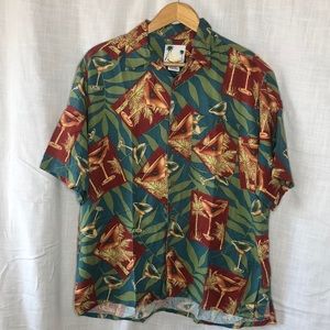 Banana cabana Hawaiian casual martini silk shirt